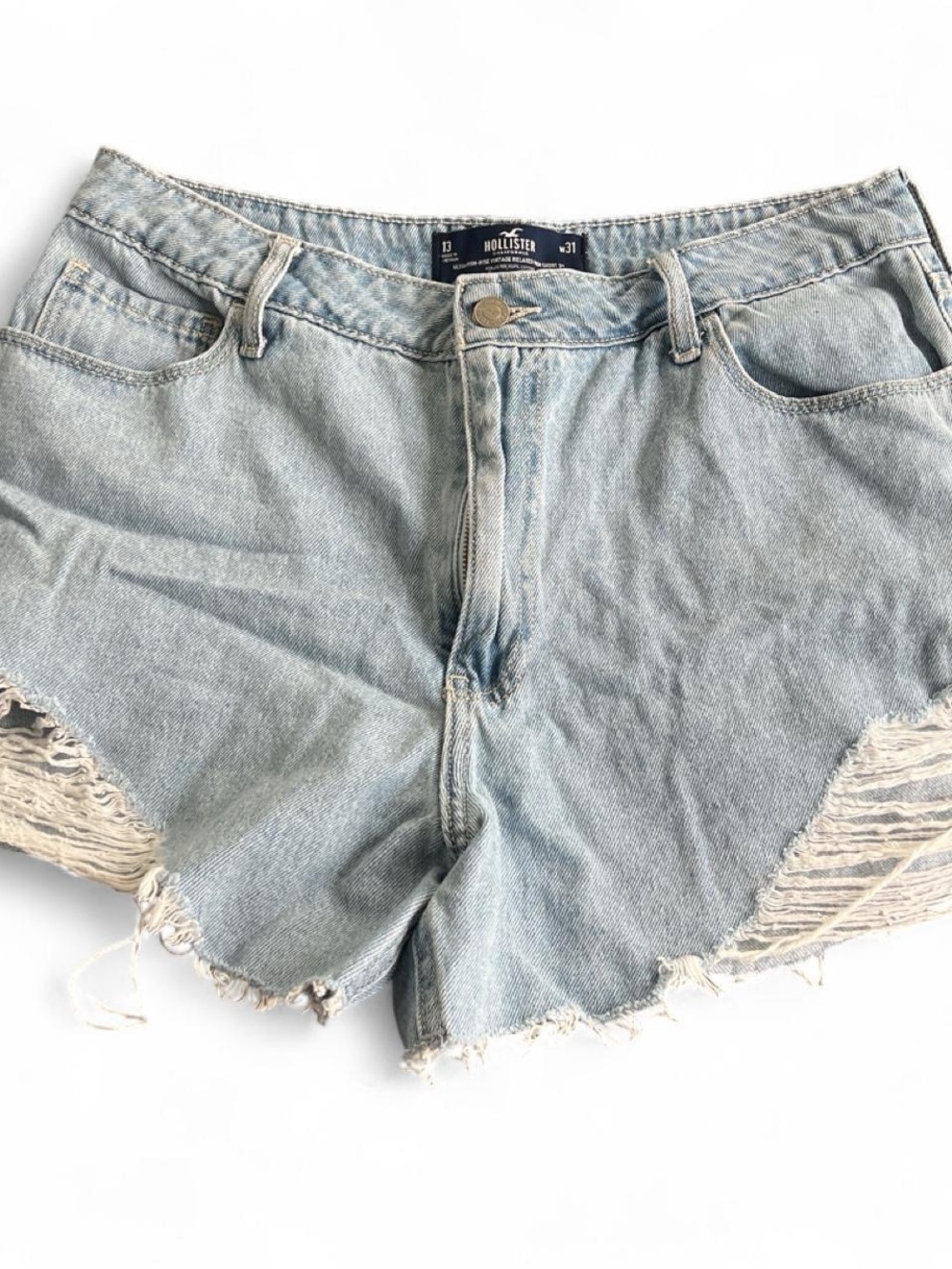 Hollister Light Blue Distressed Denim Women's Shorts